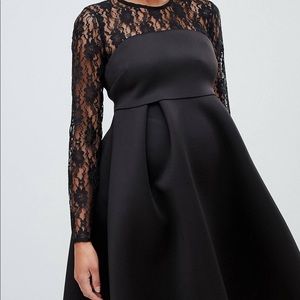 ASOS MATERNITY LACE LONG SLEEVE CROP TOP DRESS